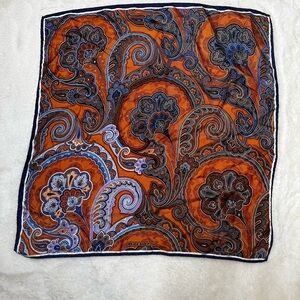 Paisley Patterned Scarf in Orange and Blue